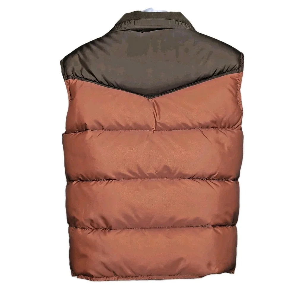 Vtg Browning Down Vest Mens Size Small Brown Puffer Hunting Washable Made in USA